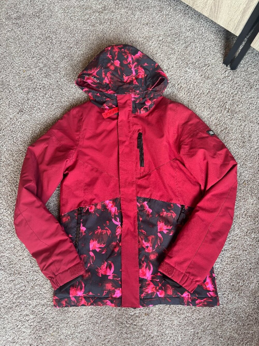 ONeill Coral Girls SIZE 14 Red Winter Ski Snowboard Snow Floral Jacket